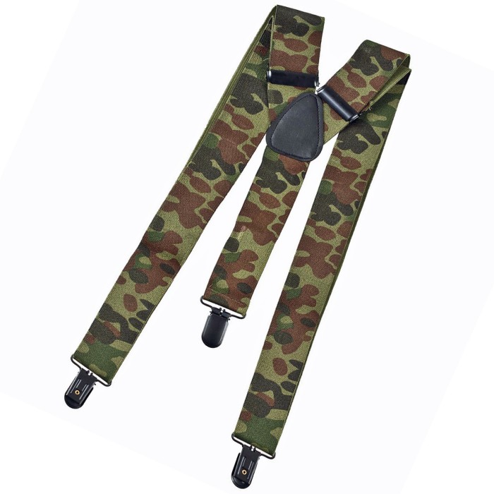 Suspenders, camouflage, with metal clips